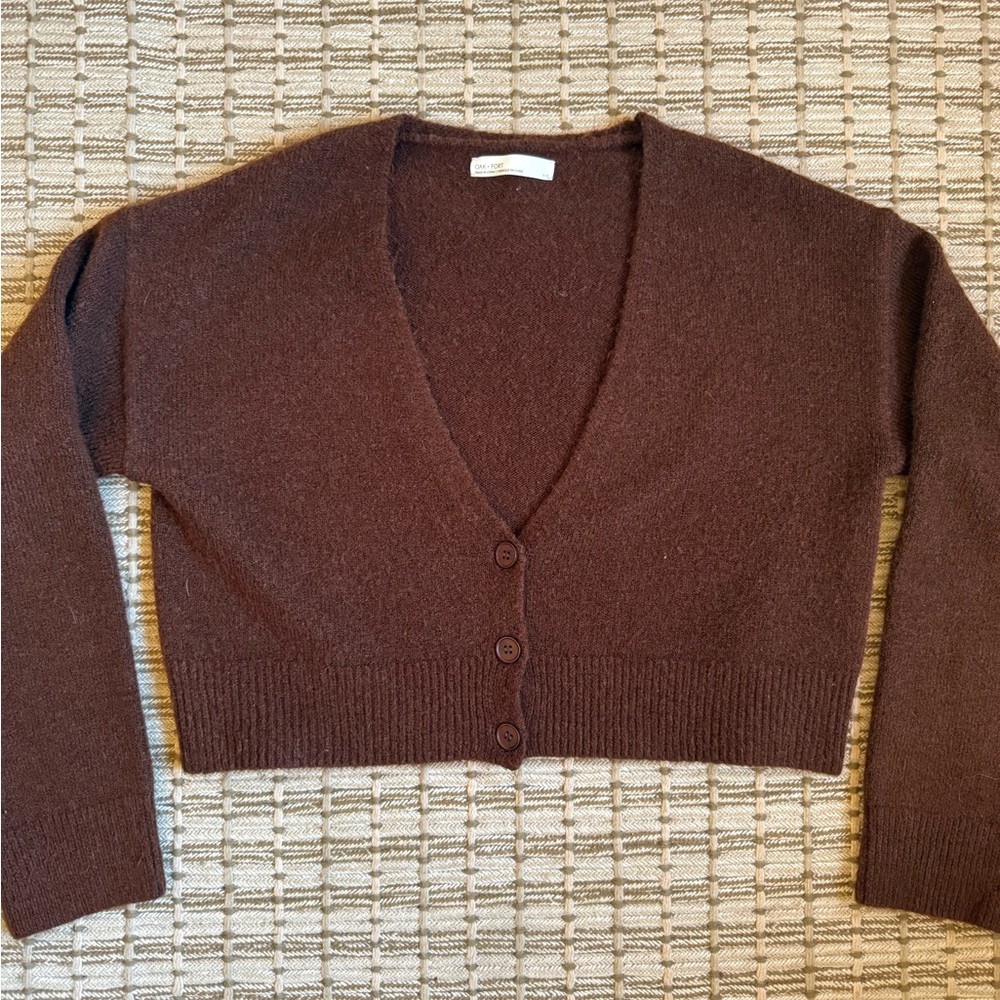 Oak + Fort Cropped Cardigan Size Small